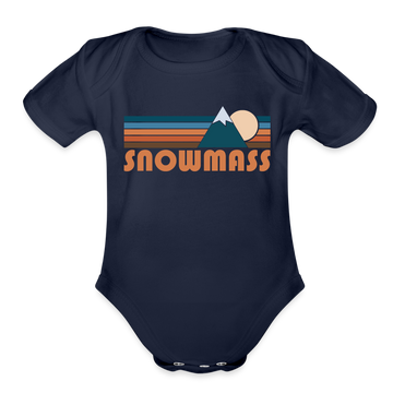 Snowmass, Colorado Baby Bodysuit Retro Mountain - dark navy