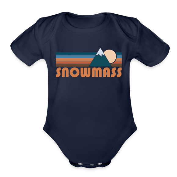 Snowmass, Colorado Baby Bodysuit Retro Mountain - dark navy