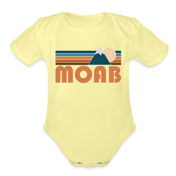 Moab, Utah Baby Bodysuit Retro Mountain - washed yellow