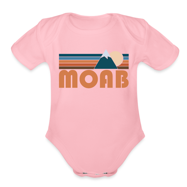 Moab, Utah Baby Bodysuit Retro Mountain - light pink