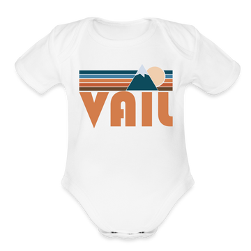 Vail, Colorado Baby Bodysuit Retro Mountain - white