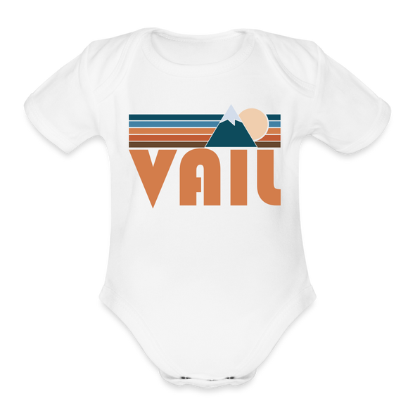 Vail, Colorado Baby Bodysuit Retro Mountain - white