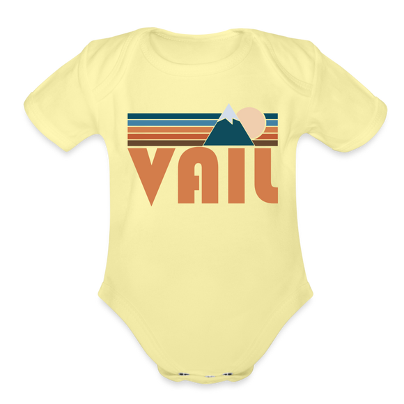 Vail, Colorado Baby Bodysuit Retro Mountain - washed yellow