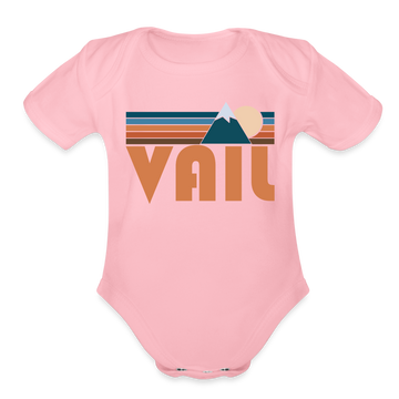 Vail, Colorado Baby Bodysuit Retro Mountain - light pink