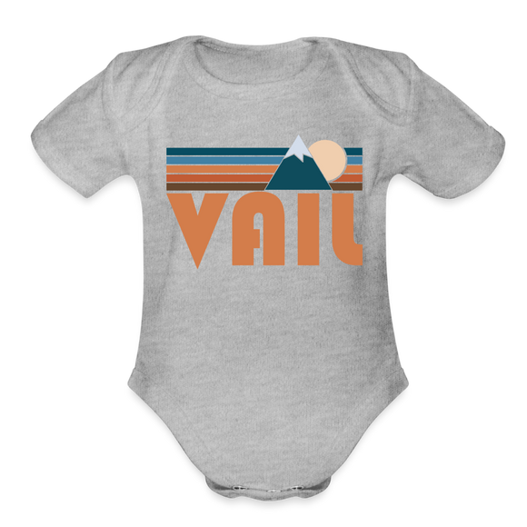 Vail, Colorado Baby Bodysuit Retro Mountain - heather grey
