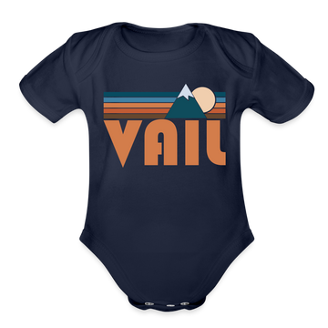 Vail, Colorado Baby Bodysuit Retro Mountain - dark navy
