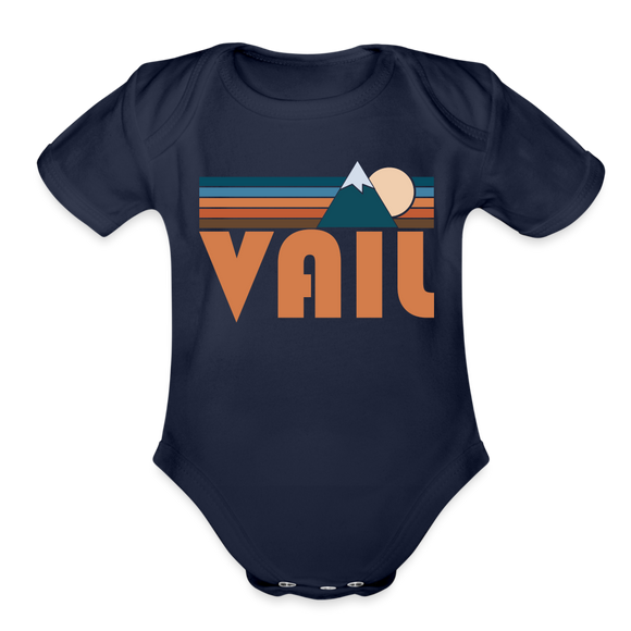 Vail, Colorado Baby Bodysuit Retro Mountain - dark navy
