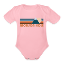 Jackson Hole, Wyoming Baby Bodysuit Retro Mountain - light pink