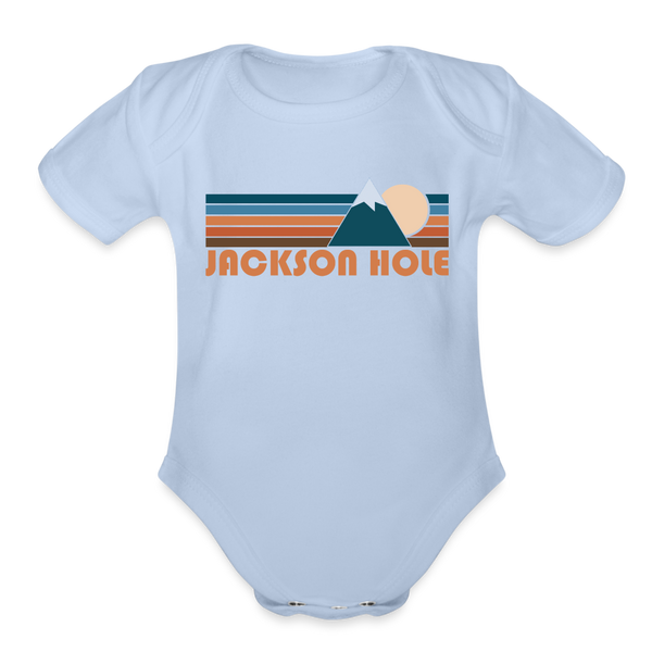 Jackson Hole, Wyoming Baby Bodysuit Retro Mountain - sky