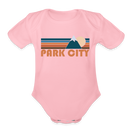 Park City, Utah Baby Bodysuit Retro Mountain - light pink