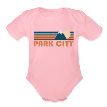 Park City, Utah Baby Bodysuit Retro Mountain - light pink