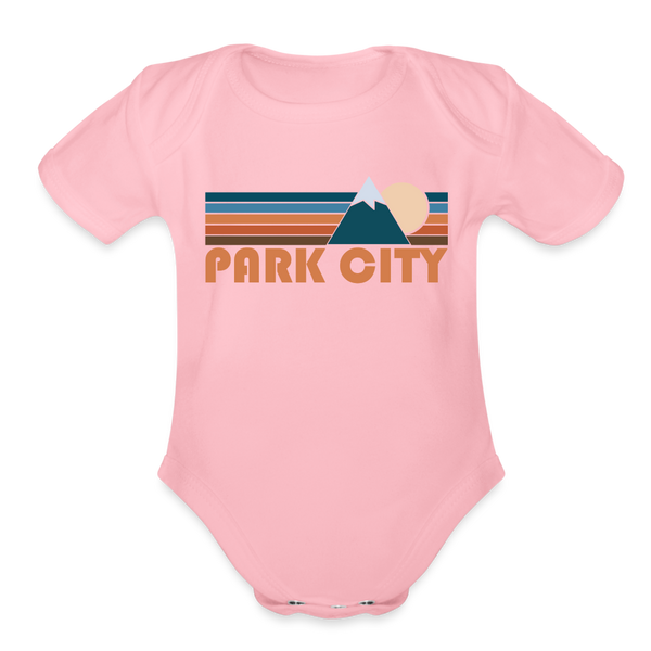 Park City, Utah Baby Bodysuit Retro Mountain - light pink