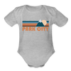 Park City, Utah Baby Bodysuit Retro Mountain - heather grey