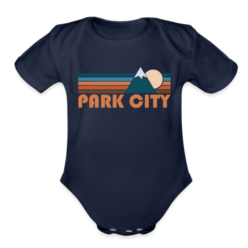 Park City, Utah Baby Bodysuit Retro Mountain - dark navy