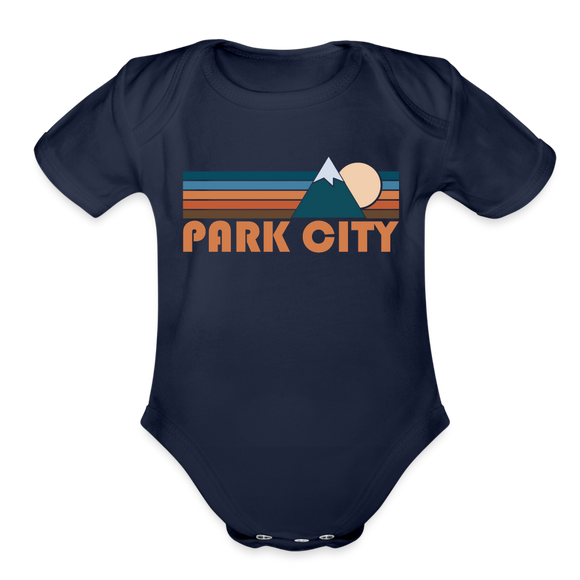 Park City, Utah Baby Bodysuit Retro Mountain - dark navy