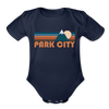 Park City, Utah Baby Bodysuit Retro Mountain - dark navy