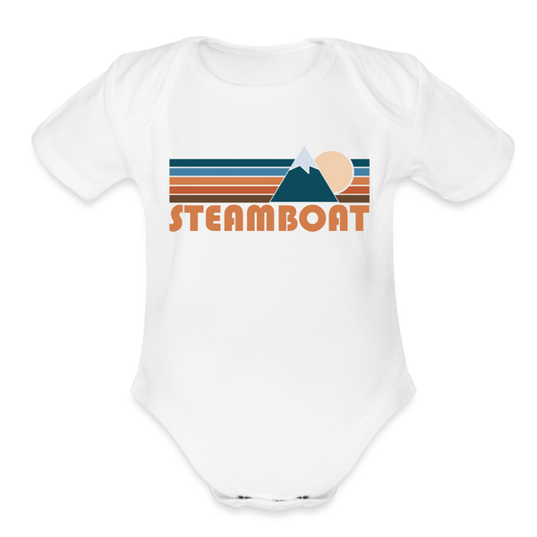 Steamboat, Colorado Baby Bodysuit Retro Mountain - white