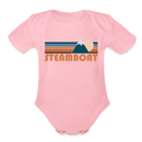 Steamboat, Colorado Baby Bodysuit Retro Mountain - light pink