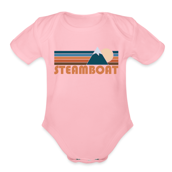 Steamboat, Colorado Baby Bodysuit Retro Mountain - light pink