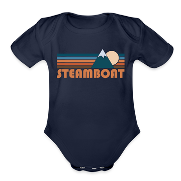 Steamboat, Colorado Baby Bodysuit Retro Mountain - dark navy