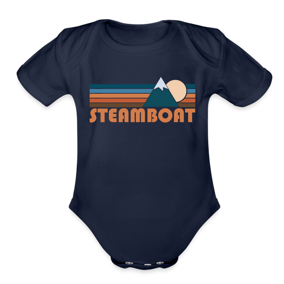 Steamboat, Colorado Baby Bodysuit Retro Mountain - dark navy