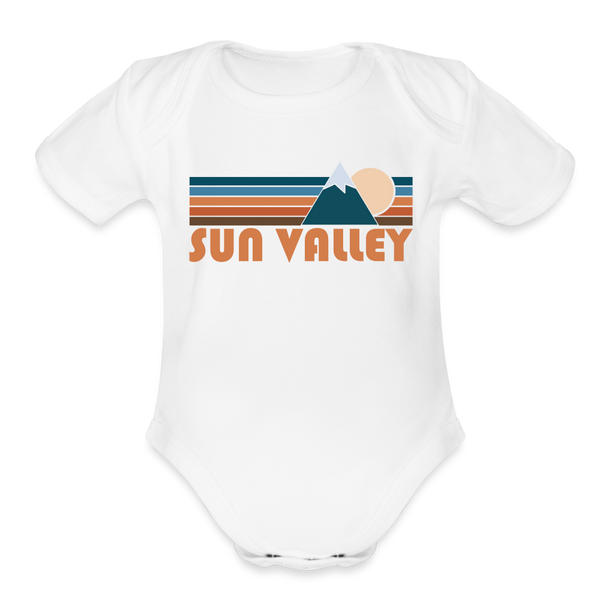 Sun Valley, Idaho Baby Bodysuit Retro Mountain - white