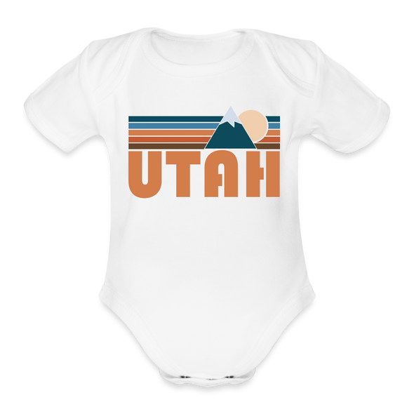 Utah Baby Bodysuit Retro Mountain - white