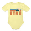 Utah Baby Bodysuit Retro Mountain - washed yellow