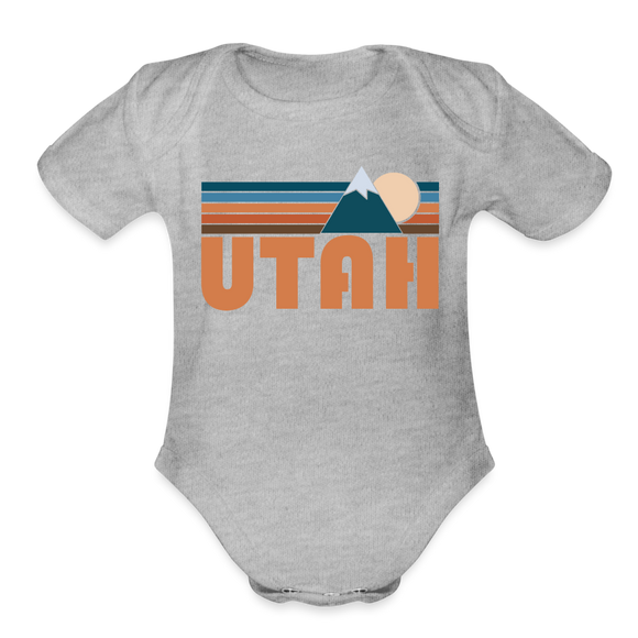 Utah Baby Bodysuit Retro Mountain - heather grey