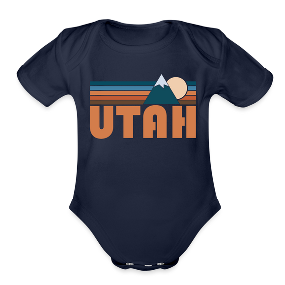 Utah Baby Bodysuit Retro Mountain - dark navy