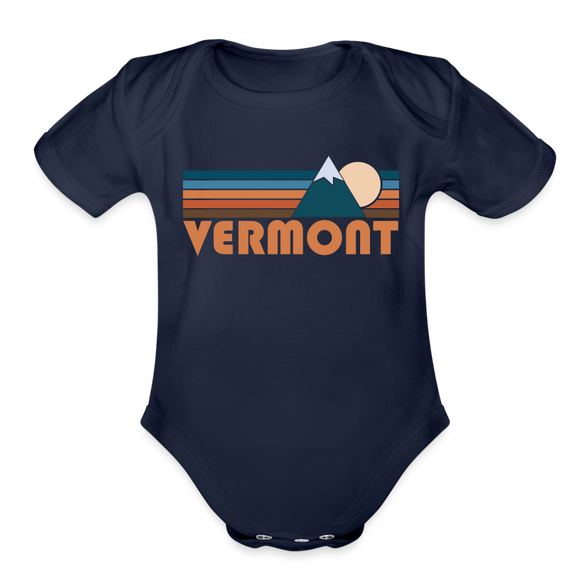 Vermont Baby Bodysuit Retro Mountain - dark navy