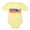 Telluride, Colorado Baby Bodysuit Retro Mountain - washed yellow