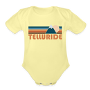 Telluride, Colorado Baby Bodysuit Retro Mountain - washed yellow