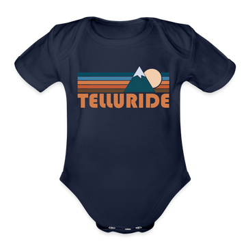 Telluride, Colorado Baby Bodysuit Retro Mountain - dark navy