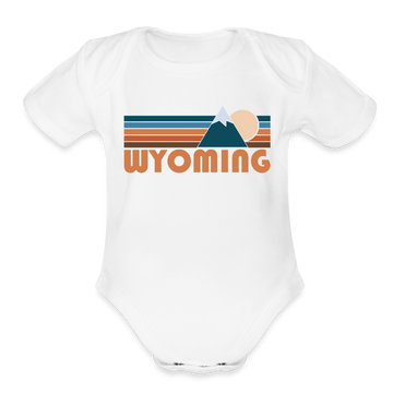 Wyoming Baby Bodysuit Retro Mountain - white