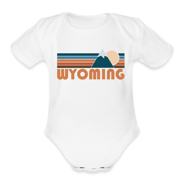 Wyoming Baby Bodysuit Retro Mountain - white