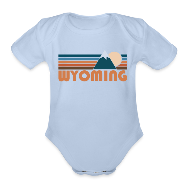 Wyoming Baby Bodysuit Retro Mountain - sky