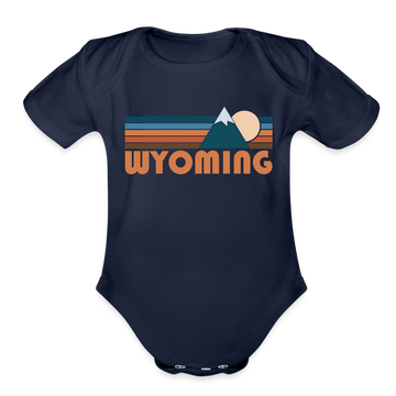 Wyoming Baby Bodysuit Retro Mountain - dark navy