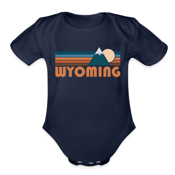 Wyoming Baby Bodysuit Retro Mountain - dark navy