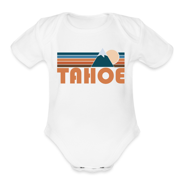 Tahoe, California Baby Bodysuit Retro Mountain - white