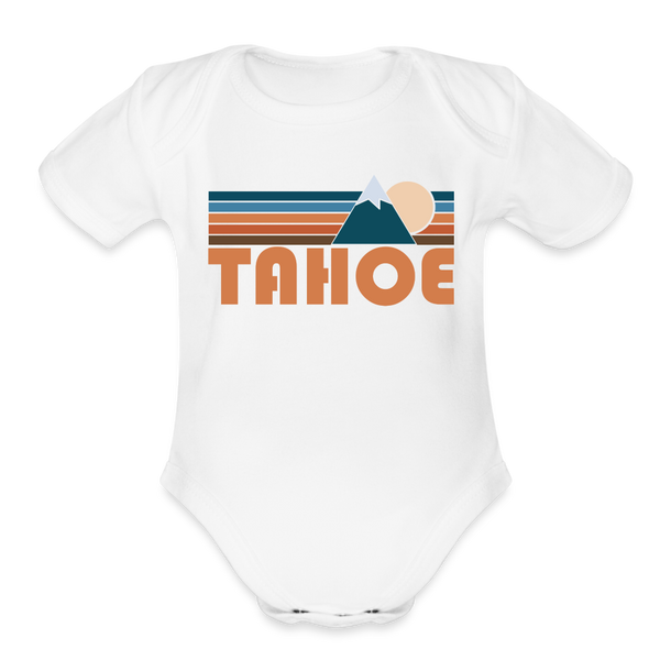 Tahoe, California Baby Bodysuit Retro Mountain - white