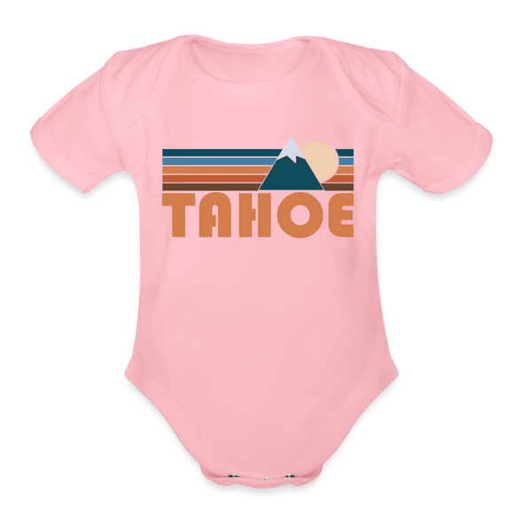 Tahoe, California Baby Bodysuit Retro Mountain - light pink