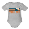 Tahoe, California Baby Bodysuit Retro Mountain - heather grey