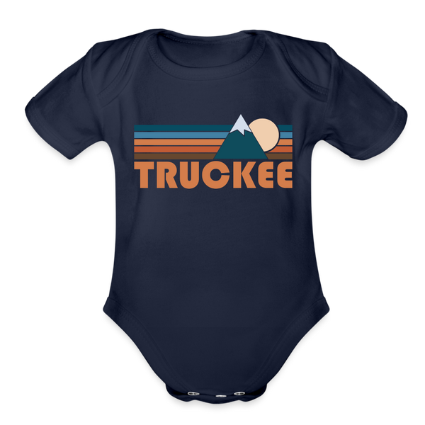 Truckee, California Baby Bodysuit Retro Mountain - dark navy