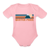 Winter Park, Colorado Baby Bodysuit Retro Mountain - light pink