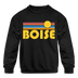 Boise, Idaho Youth Sweatshirt - Retro Sunrise Youth Boise Crewneck Sweatshirt - black