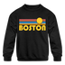 Boston, Massachusetts Youth Sweatshirt - Retro Sunrise Youth Boston Crewneck Sweatshirt - black