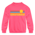 California Youth Sweatshirt - Retro Sunrise Youth California Crewneck Sweatshirt - neon pink