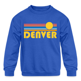 Denver, Colorado Youth Sweatshirt - Retro Sunrise Youth Denver Crewneck Sweatshirt