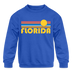 Florida Youth Sweatshirt - Retro Sunrise Youth Florida Crewneck Sweatshirt - royal blue